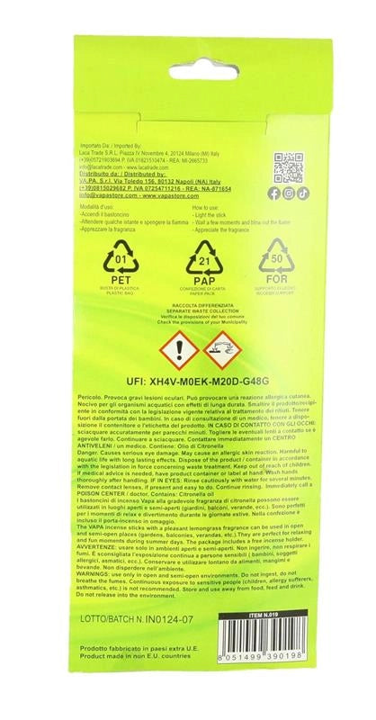 MAURY'S INCENSO CITRONELLA 40 PEZZI