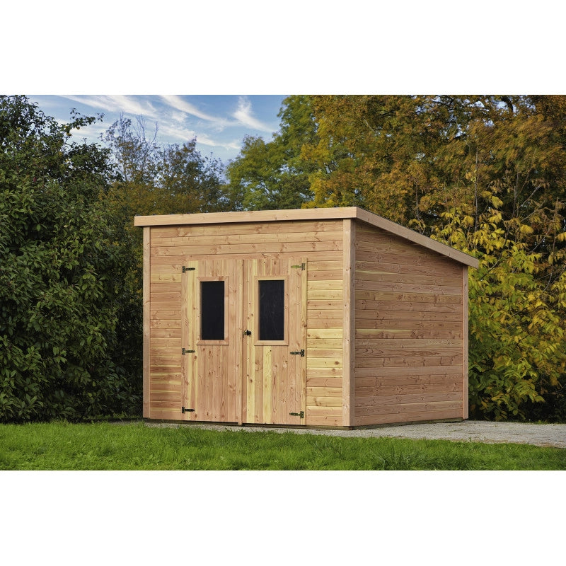 Casetta in legno da giardino 280x280 cm – Abete 28 mm – Tetto piano in policarbonato – Porta doppia – LA3030 Foresta