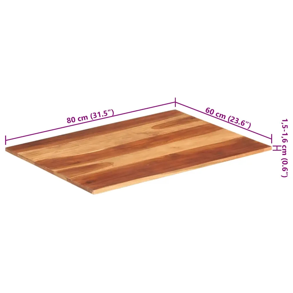 Piano Tavolo in Legno Massello di Acacia 15-16 mm 60x80 cm