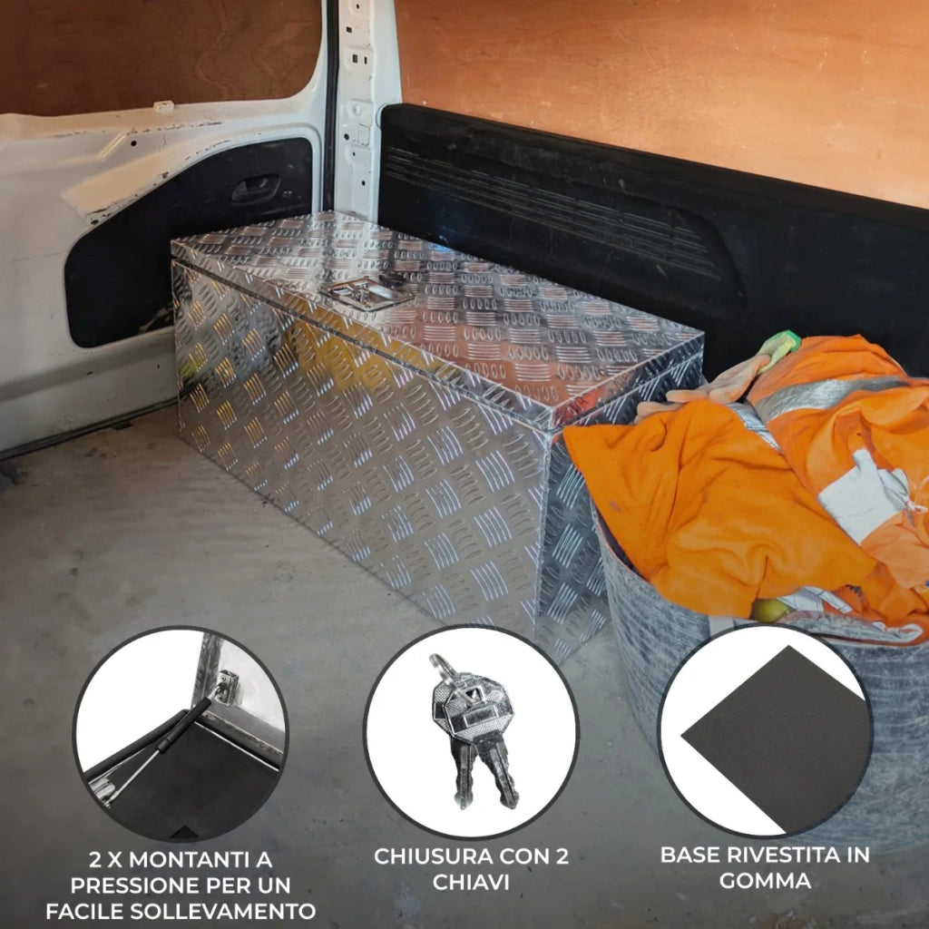 Cassetta degli attrezzi in alluminio con chiusura a chiave - Extra Large 102L