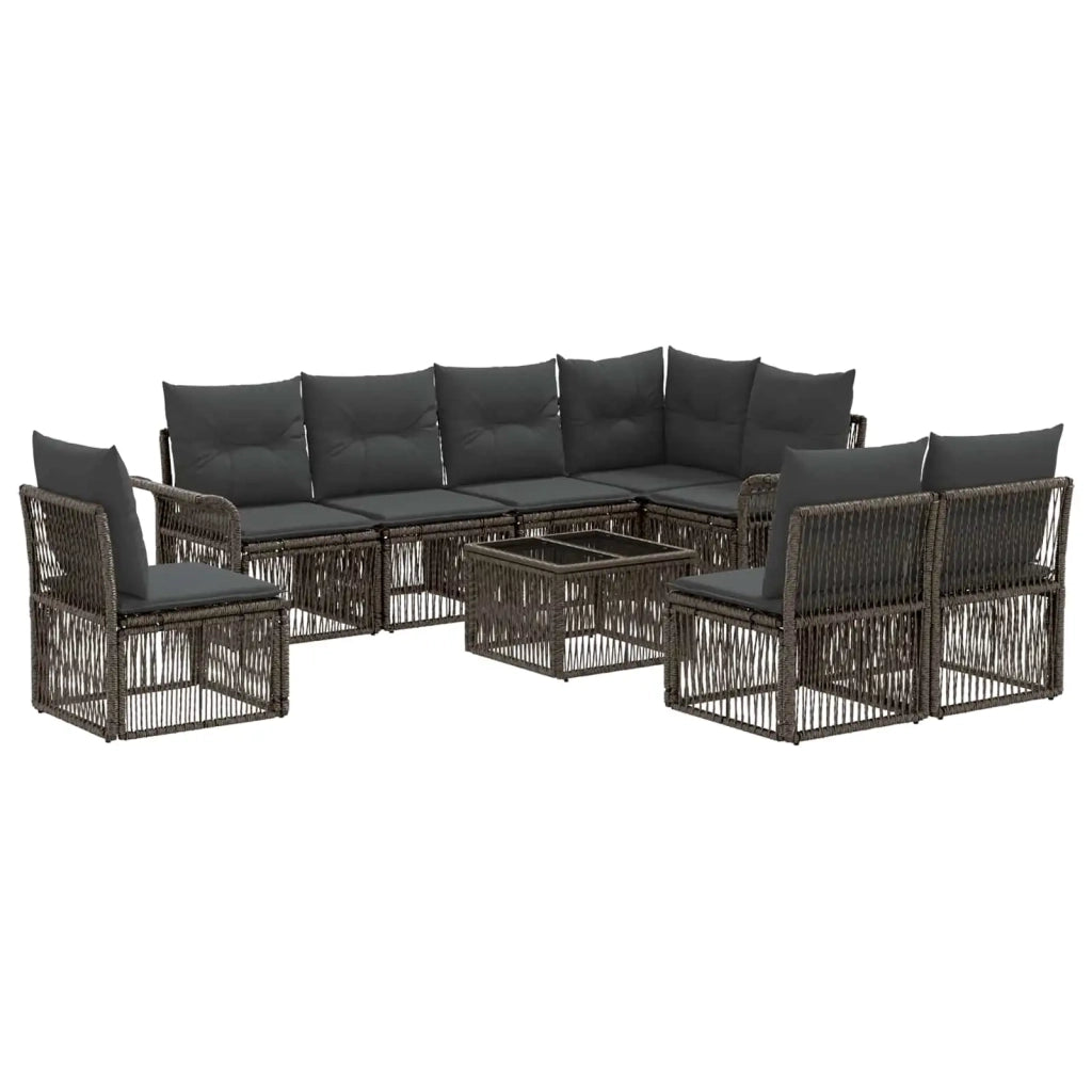 Set Divano da Giardino 9 pcs Grigio polyrattan 3434849