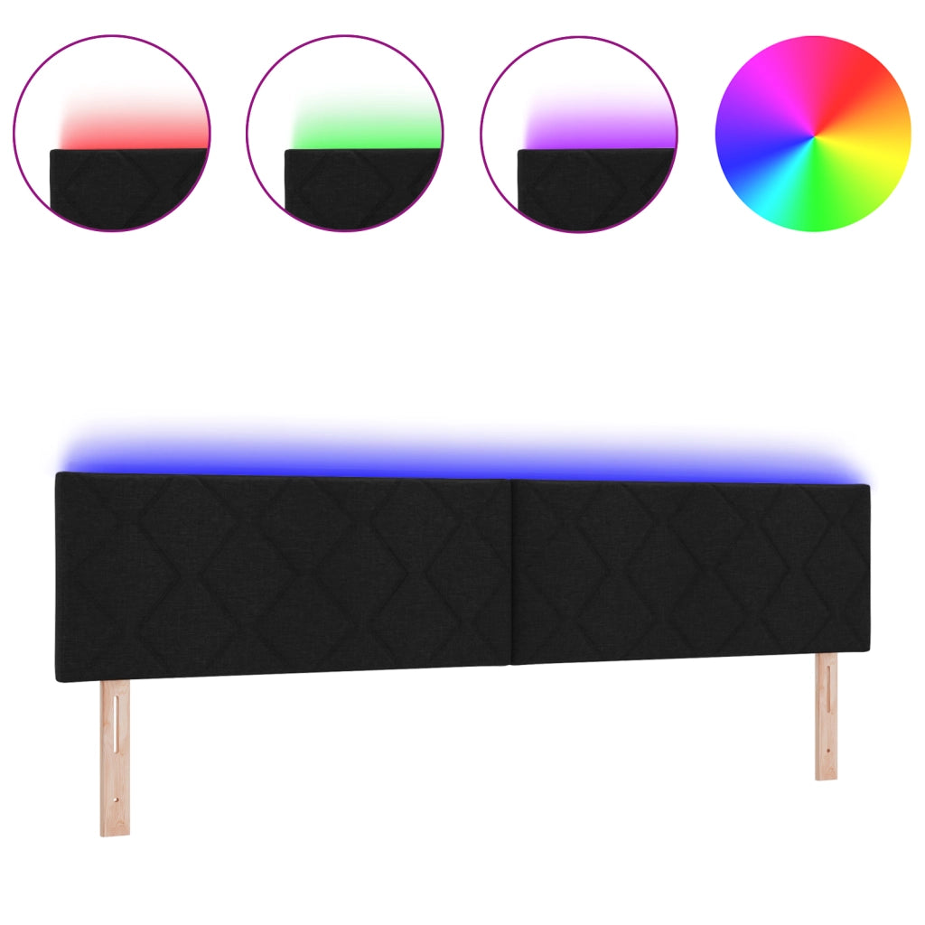 Testiera LED  Design a blocchi di diamante nera 200 cm tessuto