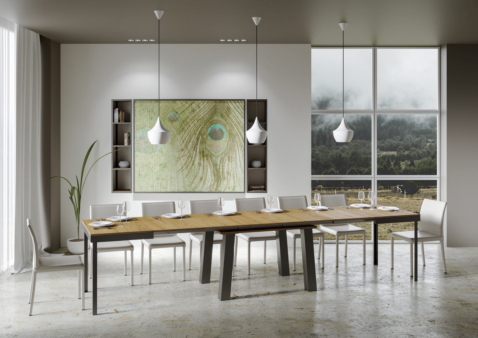 Tavolo Allungabile 120-380x90x77 cm Bridge Evolution Quercia Naturale