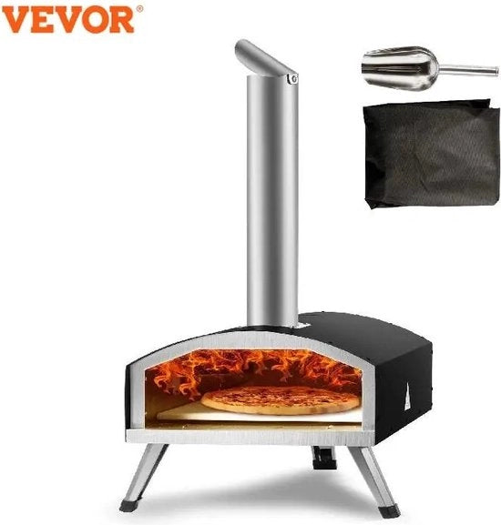 Fornello a Pizza Trasportabile - Outdoor - 304,8 mm - Fornello a Gas Pellet Legno Carbone - Fornello a Pizza in Acciaio Inox - Massimo 540 ℃ - Spatola & Pietra a Pizza & Tasca da Trasporto - Fornello a Pizza a Legna Premium per Giardino