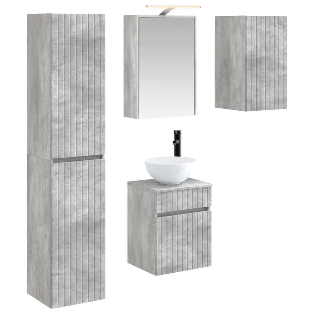 Set di Armadi da Bagno 5 pcs Grigio Cemento 43 x 16 x 62,5 cm 3407346