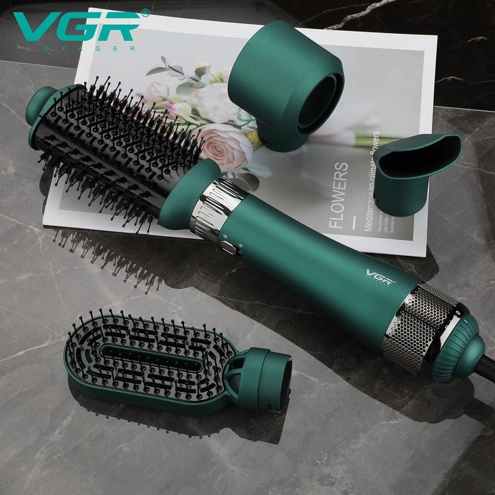 Trade Shop - Spazzola Aria Calda Vgr V-493 Styler 4in1 Ionico Professionale Parrucchiere - Verde