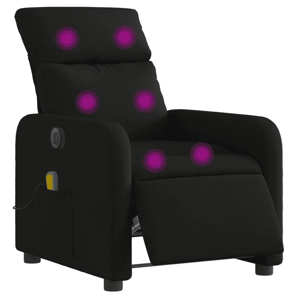 Poltrona Massaggiante | Sedia Relax Reclinabile Elettrica Nera in Tessuto