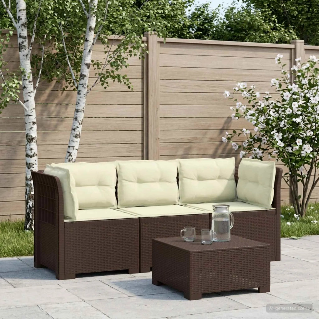 Divano da giardino 3 posti con cuscini in look rattan PP 3443838