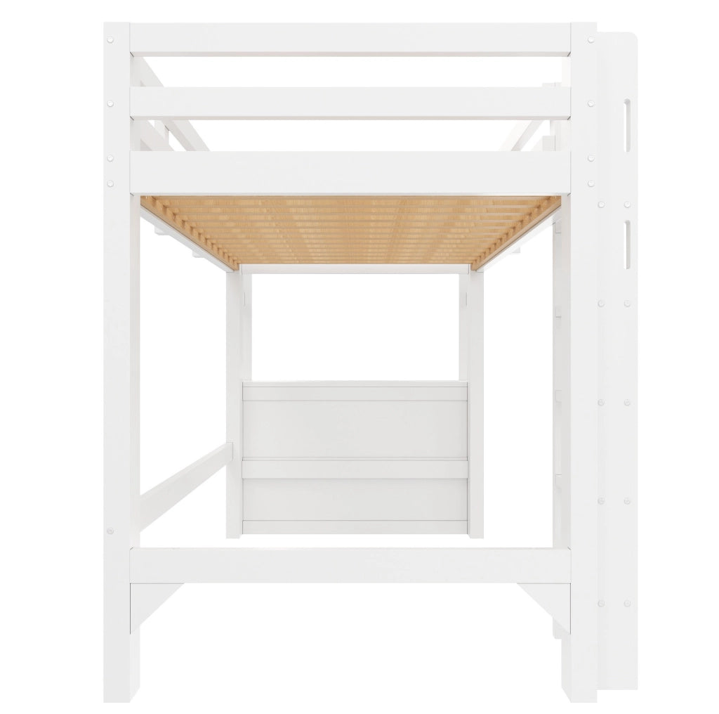 Lettino a soppalco 90x200 con 3 cassetti; ripiani e LED; bianco