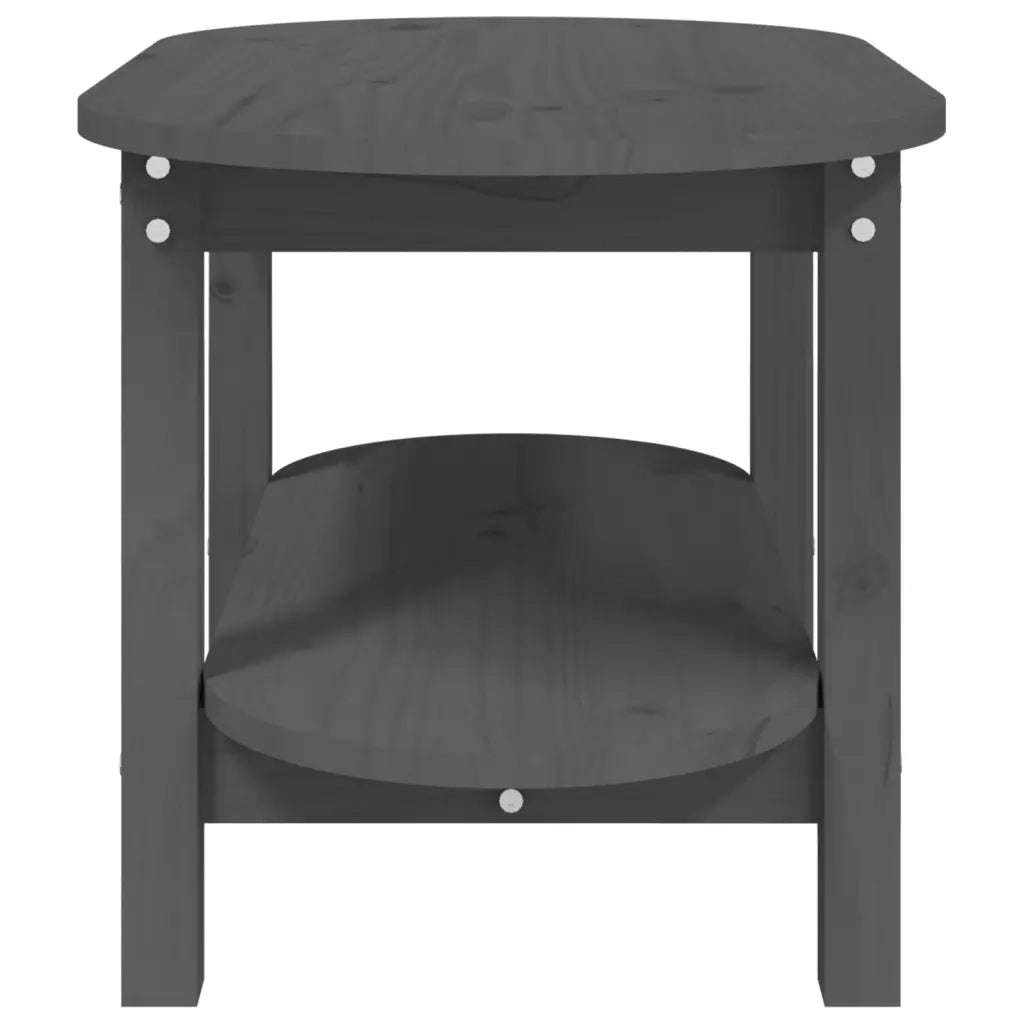 Tavolino da Salotto-Tavolino da soggiorno Grigio 80x45x45cm in Legno Massello di Pino