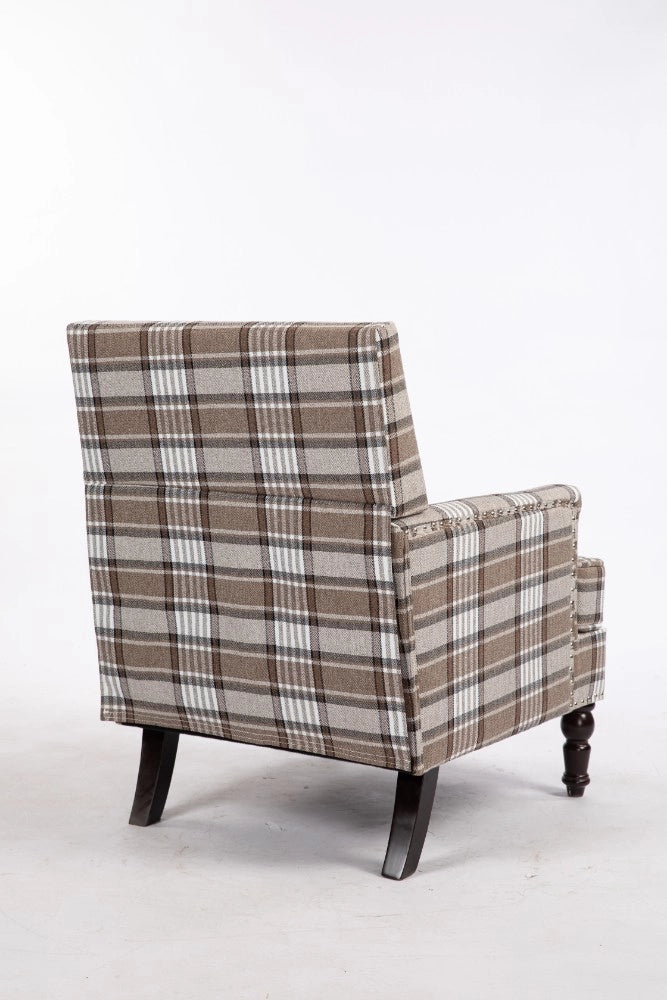 Poltrona Vintage ¨C Xylo ¨C Tessuto Lino Marrone con Borchie