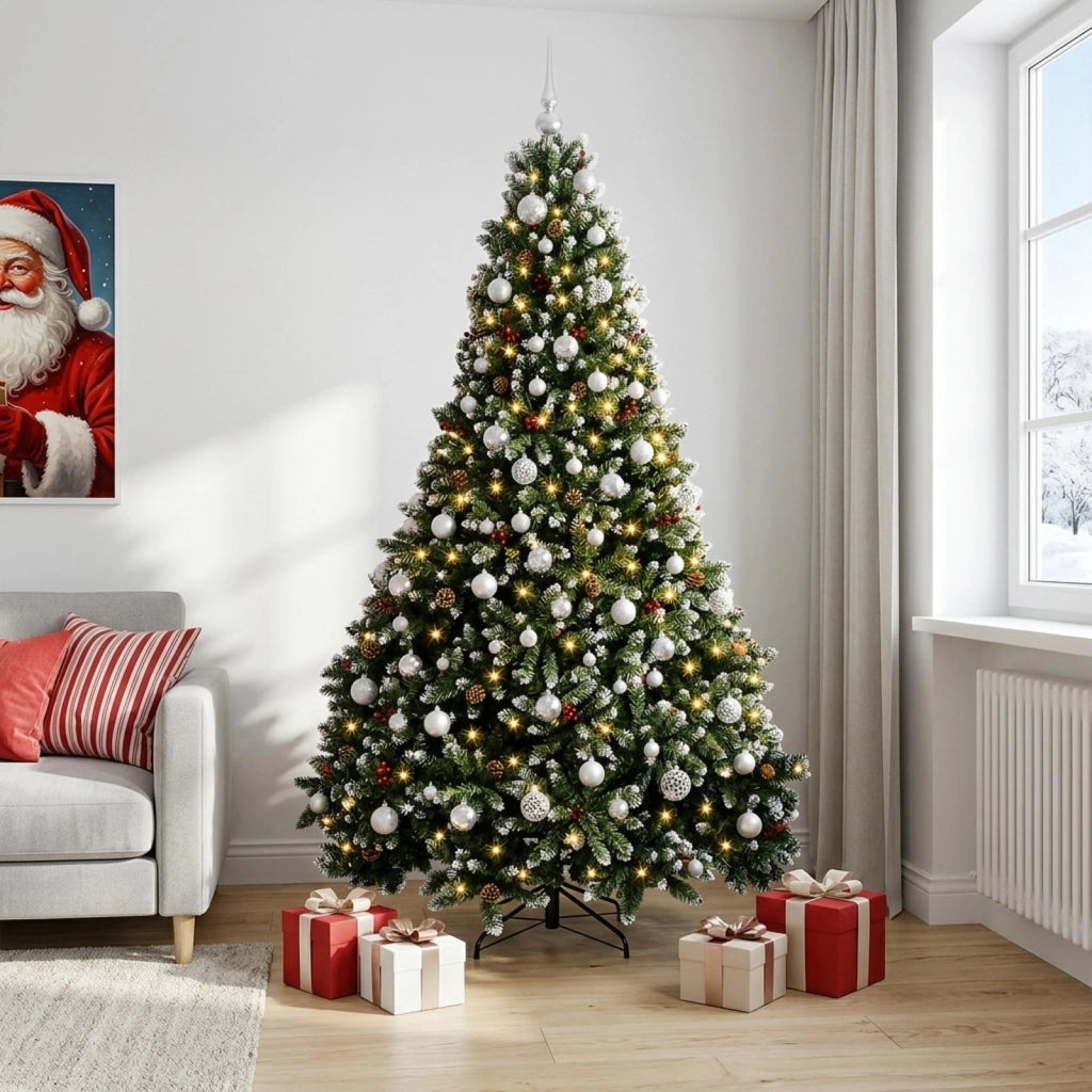 Albero di Natale artificiale verde con palline 210 cm 300 LED 3467022