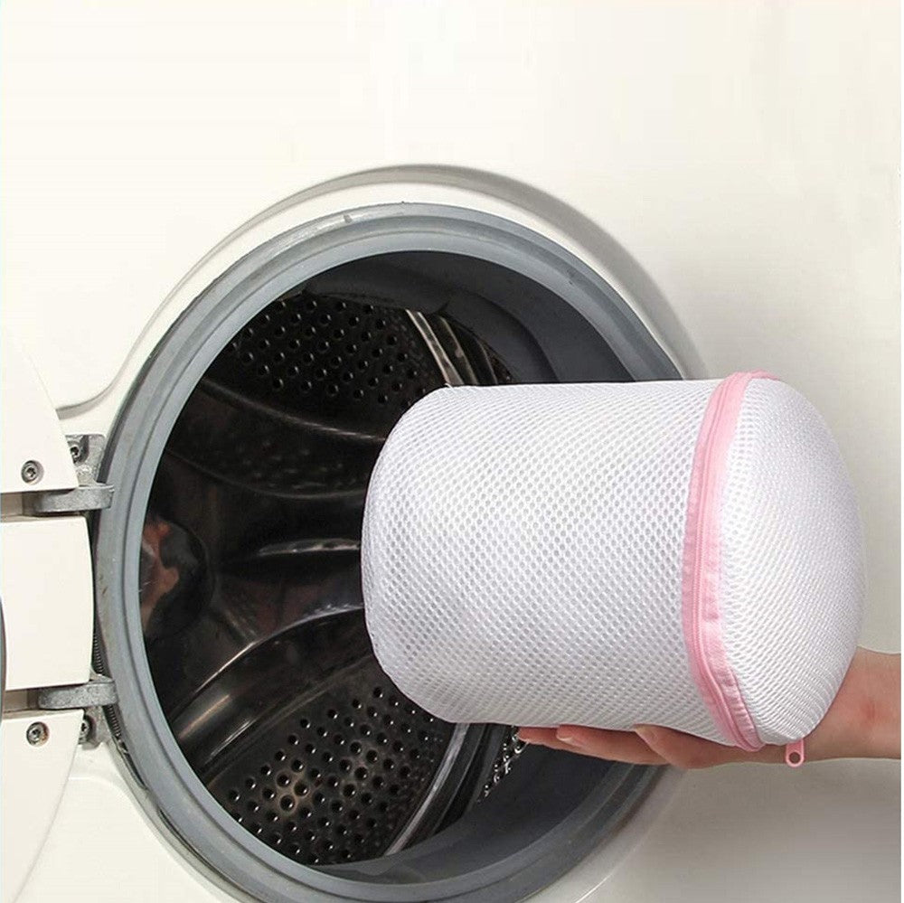 Sacca Salvabiancheria per Lavatrice 20x25 cm a Rete con Cerniera Rosa
