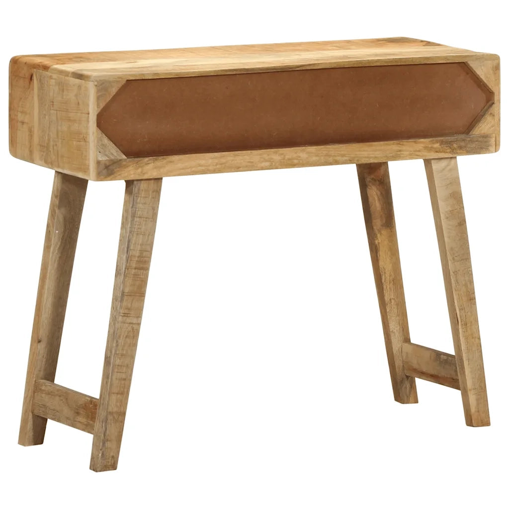 Tavolo Consolle 90x32x75 cm in Legno Massello di Mango Grezzo