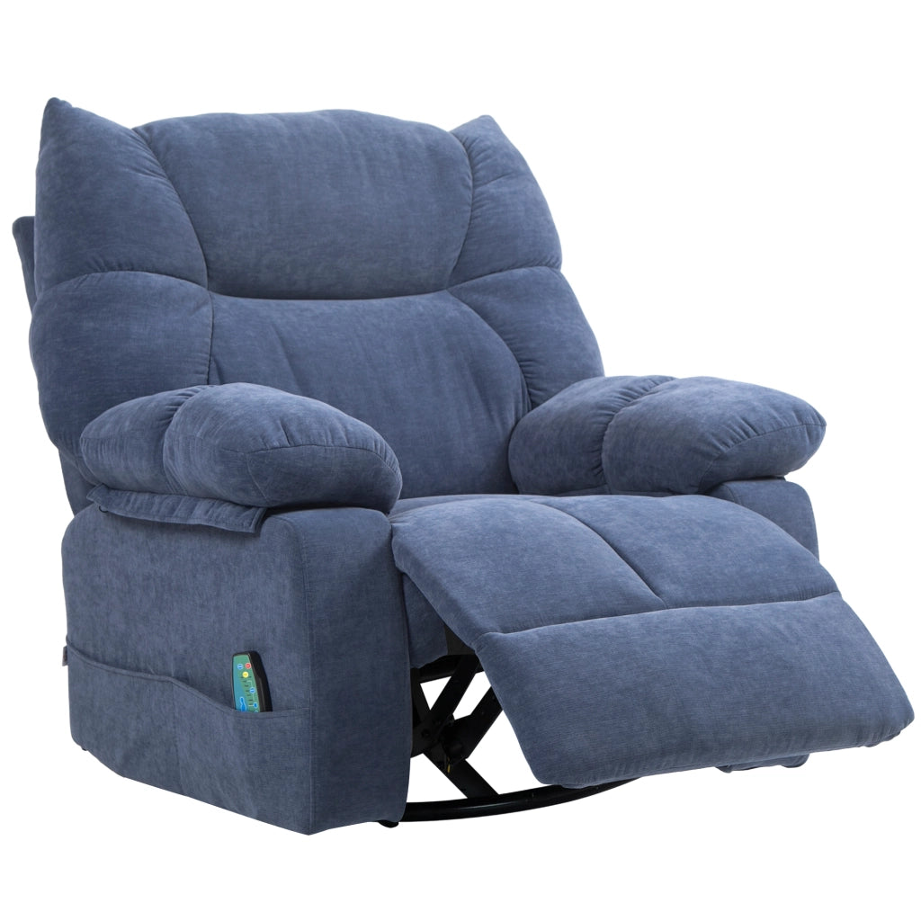 Poltrona relax massaggiante elettrica con riscaldamento reclinabile girevole ¨C Xylo ¨C blu 98x90x98cm