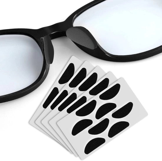 Neuspads per occhiali - 24 paia - Neuspads in schiuma morbida per occhiali - Adatti per occhiali da sole, occhiali da lettura, occhiali da sport - Neuspads antiscivolo per occhiali - Neuspads in forma a "D" neri