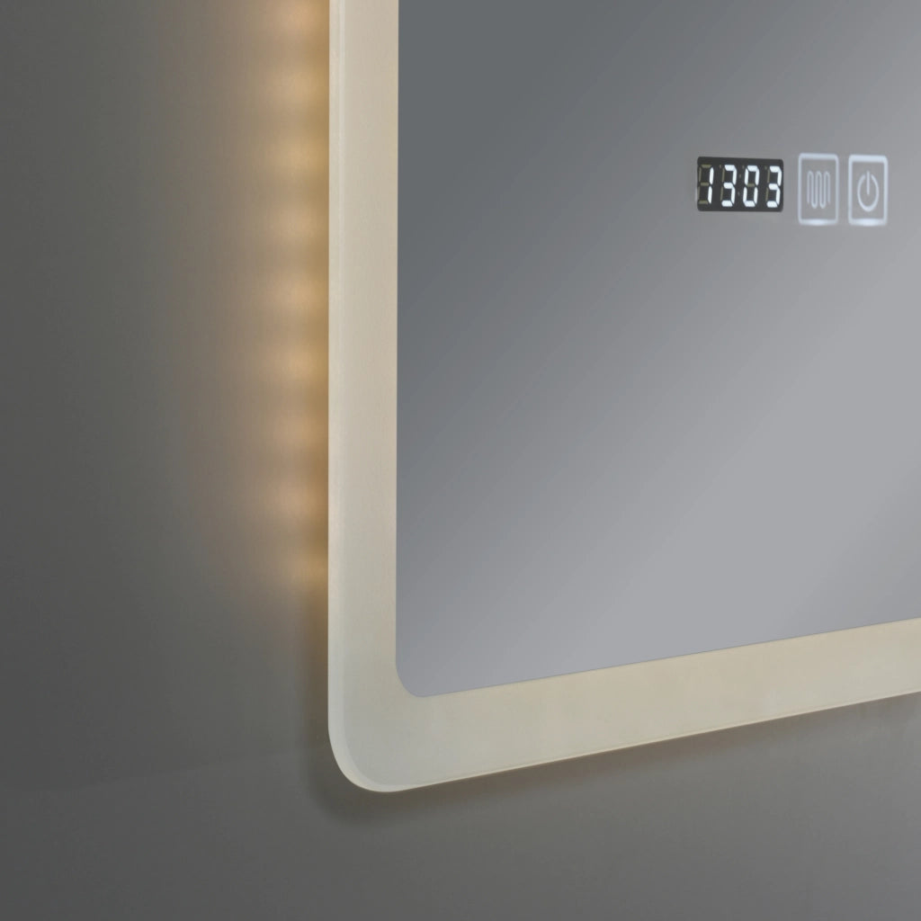 Specchio LED da Parete Racale Multifunzionale Cornice Bianca 100 x 70 cm pro.tec