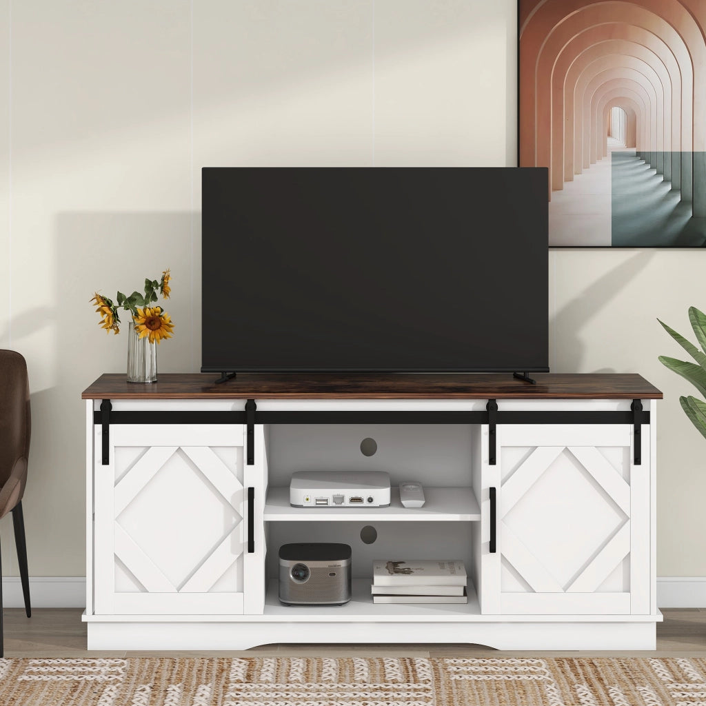 Mobile TV Credenza con Ante Scorrevoli e Ripiani Regolabili per Soggiorno ¨C MINIMAL ¨C 150x40x60cm