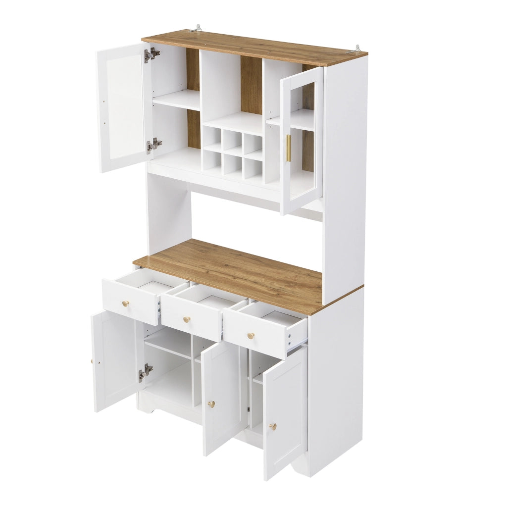 Credenza alta 94.5x30x175.5 cm con ante in acrilico e chiusura ammortizzata; MDF bianco