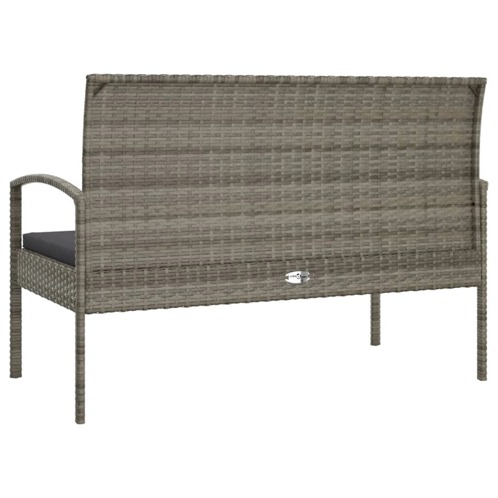Panca da giardino arredo da giardino per esterni con cuscino grigio 105 cm resina intrecciata 02_0011506