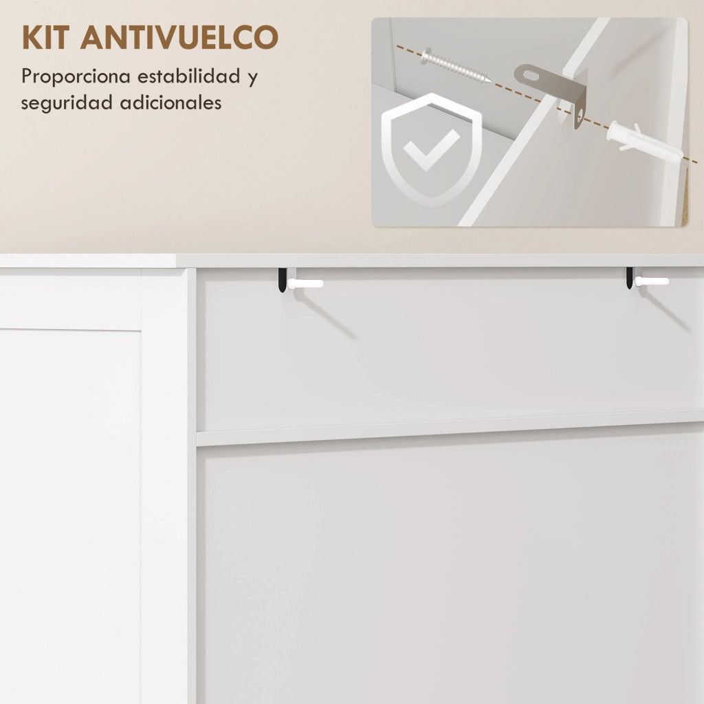 Armadio per Scarpe con Ante Griglia e Ripiani Regolabili ¨C zephmum ¨C Bianco 78x37x115,8 cm