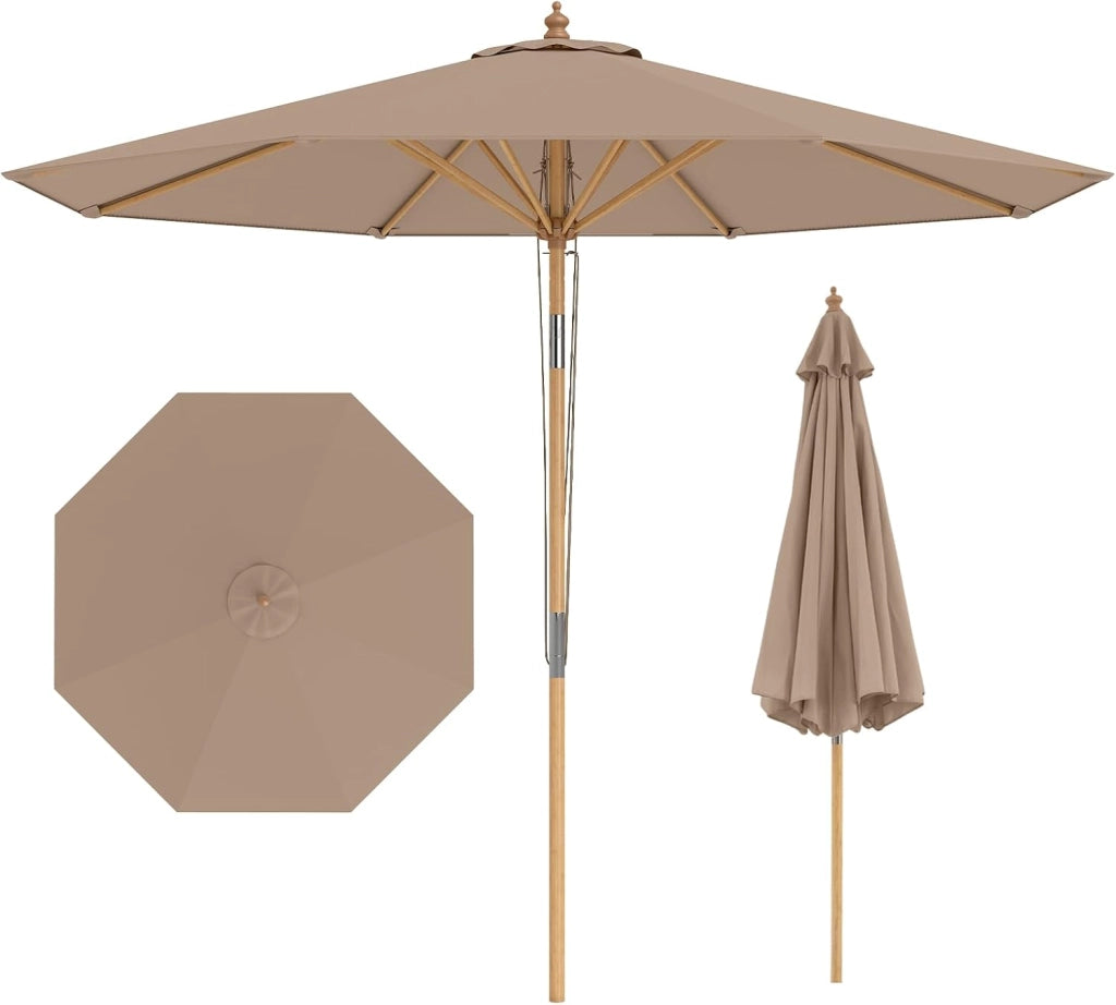 Ombrellone da Giardino 280 cm, Ombrellone Inclinazione Regolabile a 30°, con 8 Stecche, per Spiaggia Piscina Cortile (Binaco+Blu)