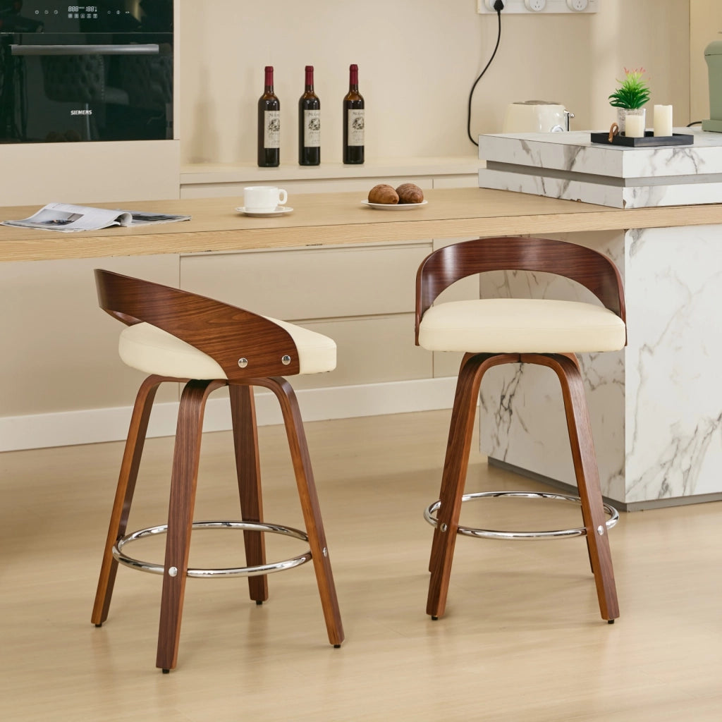Sgabelli da Bar Set 2 Pezzi Girevoli con Seduta Imbottita ¨C Xylo ¨C Beige, Legno, 63 cm