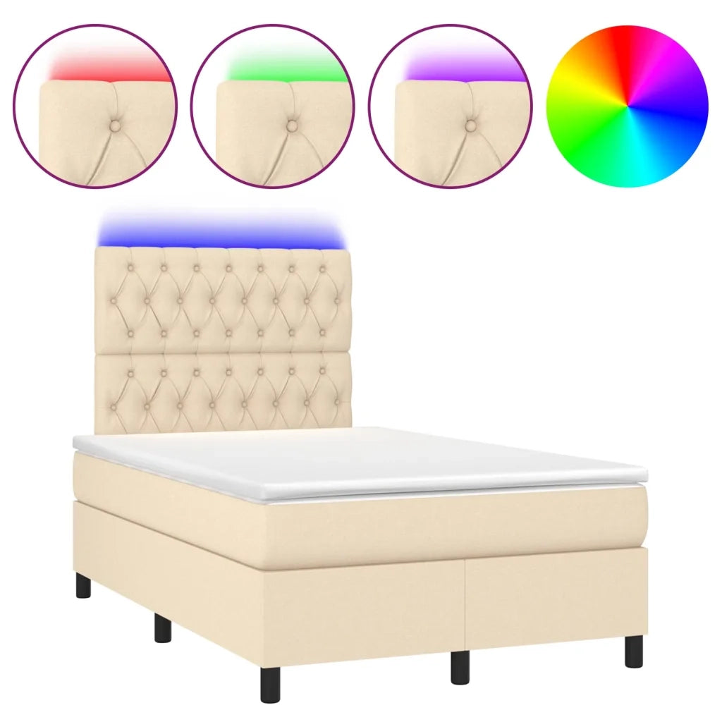 Letto a Molle con Materasso e LED Crema 120x200cm in Tessuto cod mxl 59230