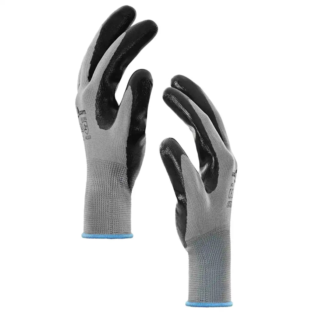 Guanti da Lavoro 12 pcs Grigio e Nero 9 / l Poliestere