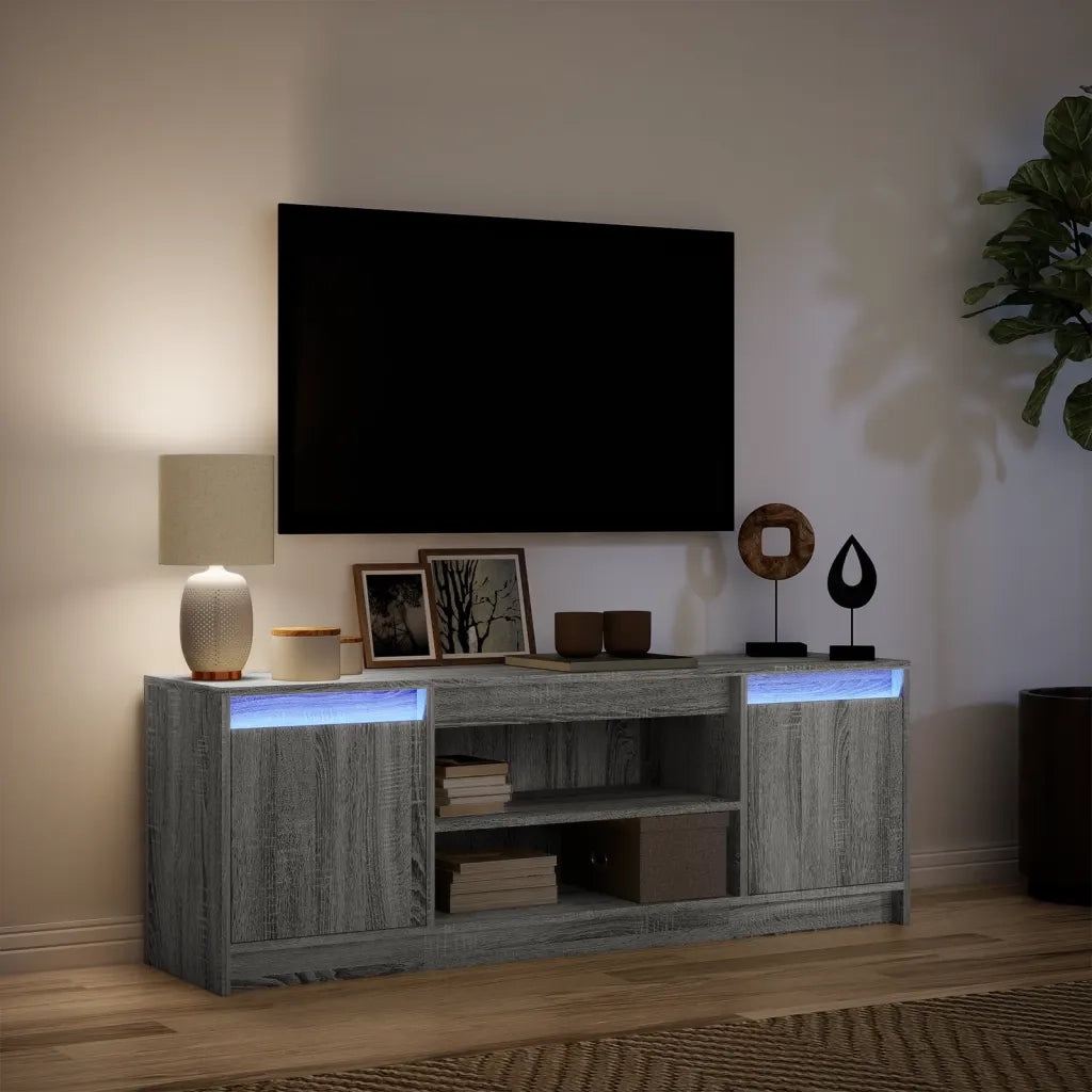 Mobile Porta TV con LED Grigio Sonoma 139,5x34x50 cm Truciolato 852199