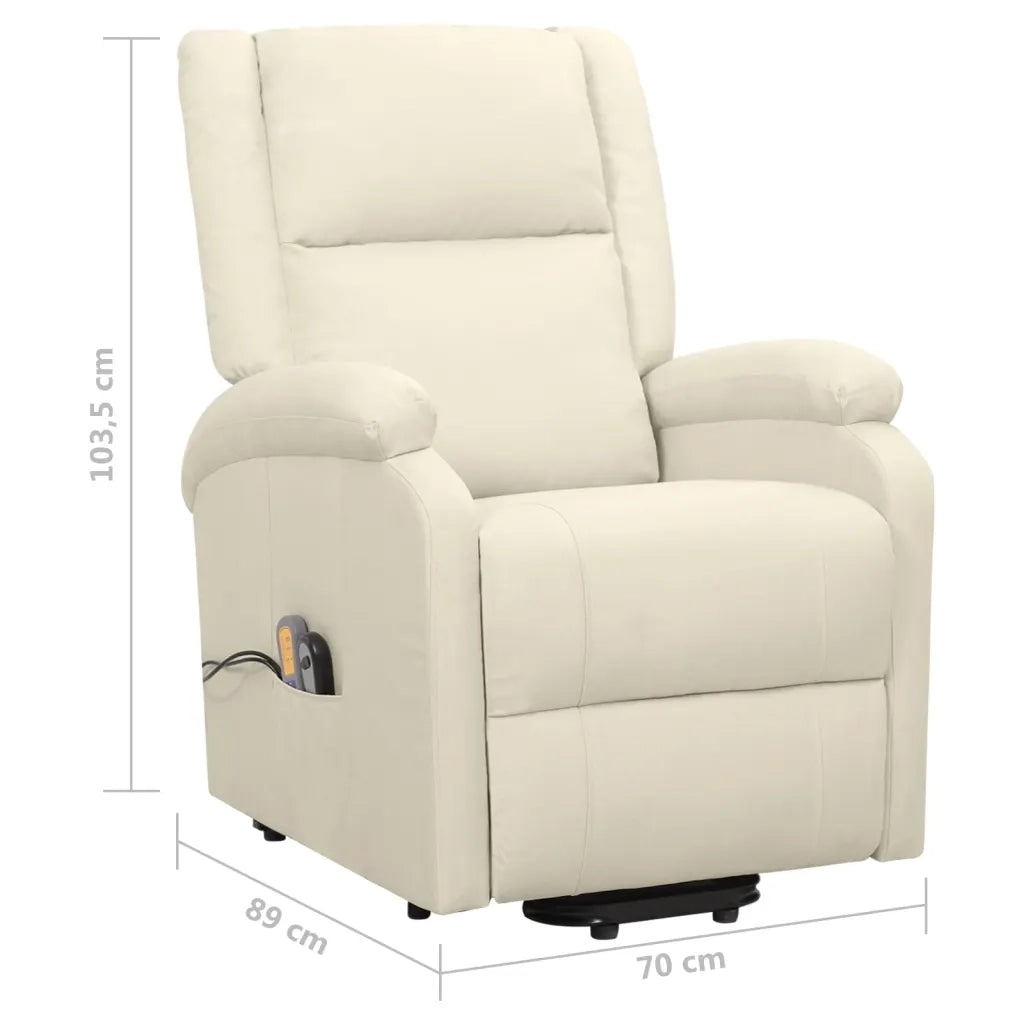 Poltrona Alzapersona Massaggiante Reclinabile Crema in Tessuto cod mxl 50623