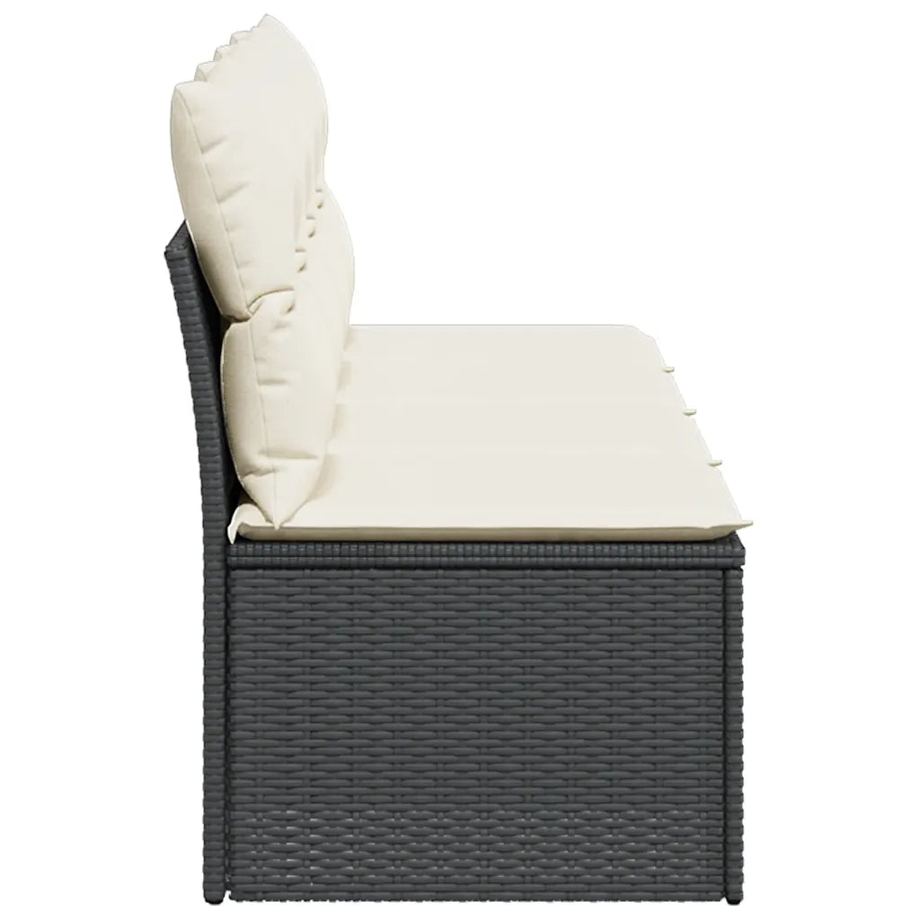 Divano da Giardino con Cuscini a 4 Posti-Sofa da Giardino-Divano da esterno Nero in Polyrattan 383784