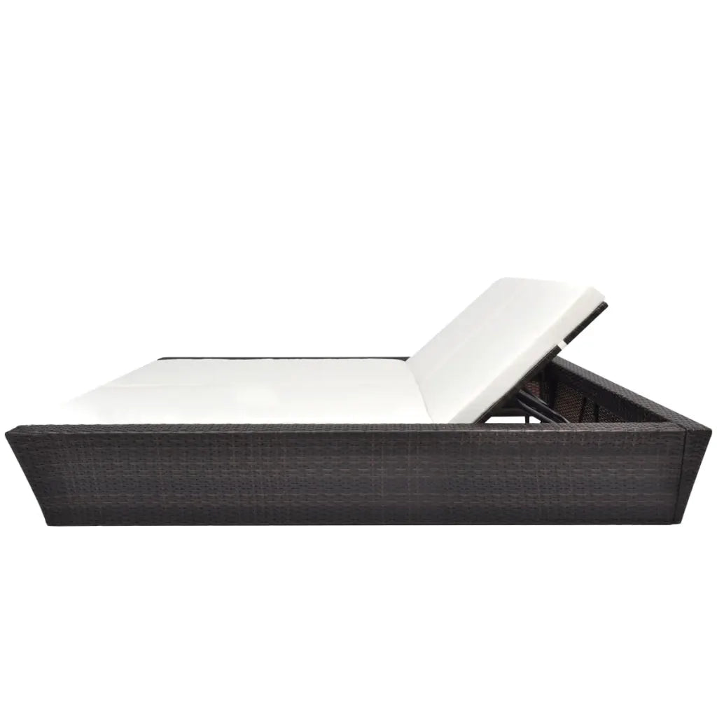Lettino Prendisole da Giardino con Cuscino Polyrattan Marrone cod mxl 77543