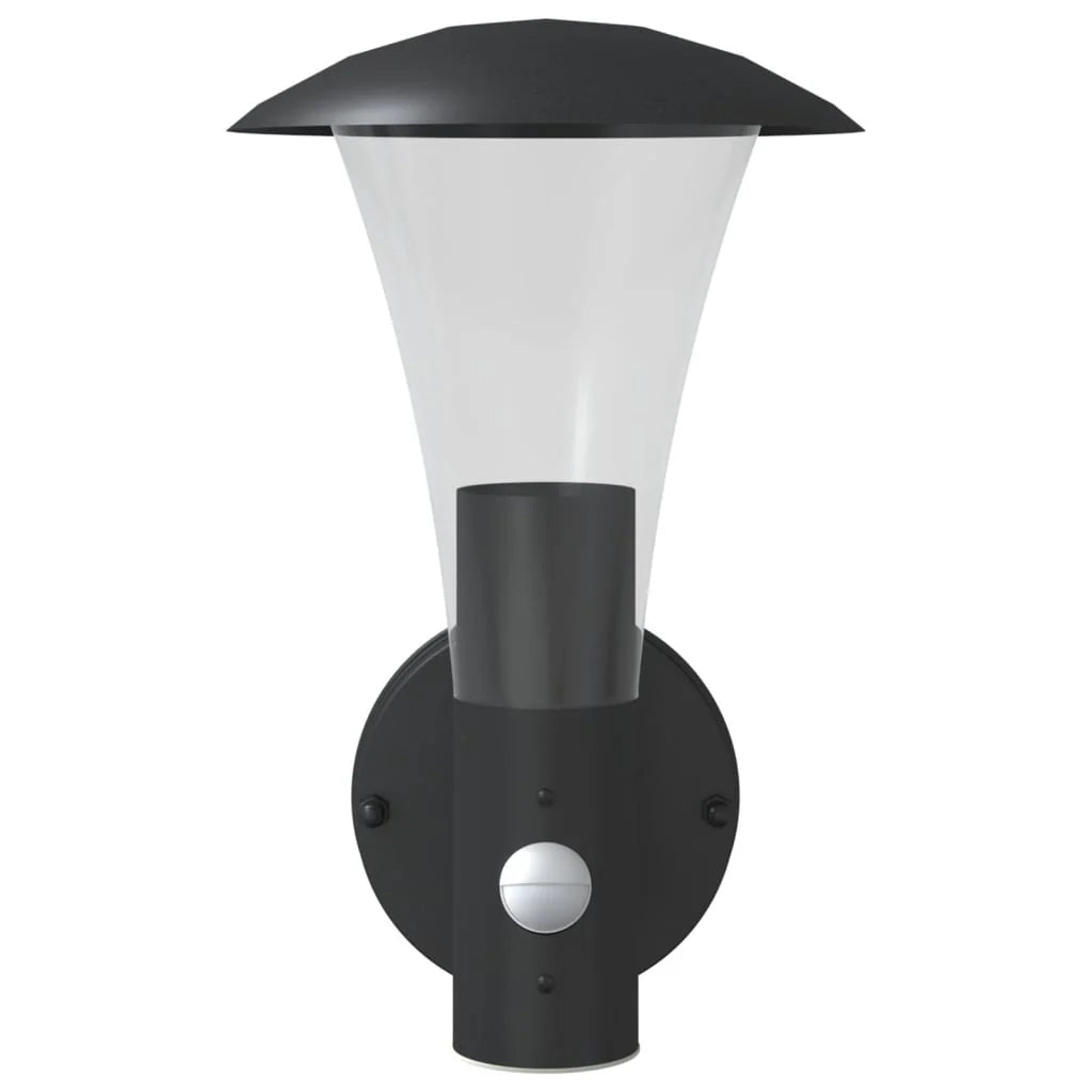 Applique da esterno in acciaio inox 17,5 x 17,5 x 28 cm con sensore di movimento design nero 02_0056561