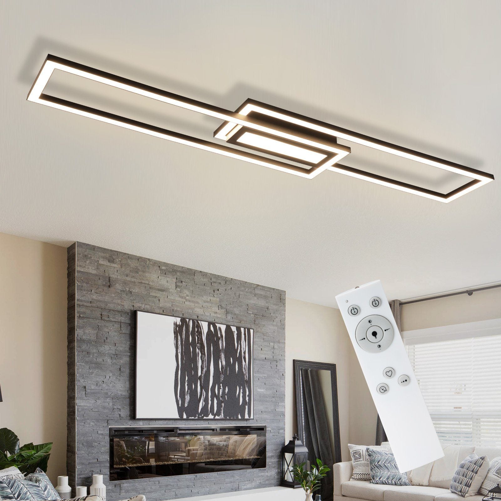 ZMH Lampada da soffitto plafoniera LED geometrica 50W dimmerabile telecomando