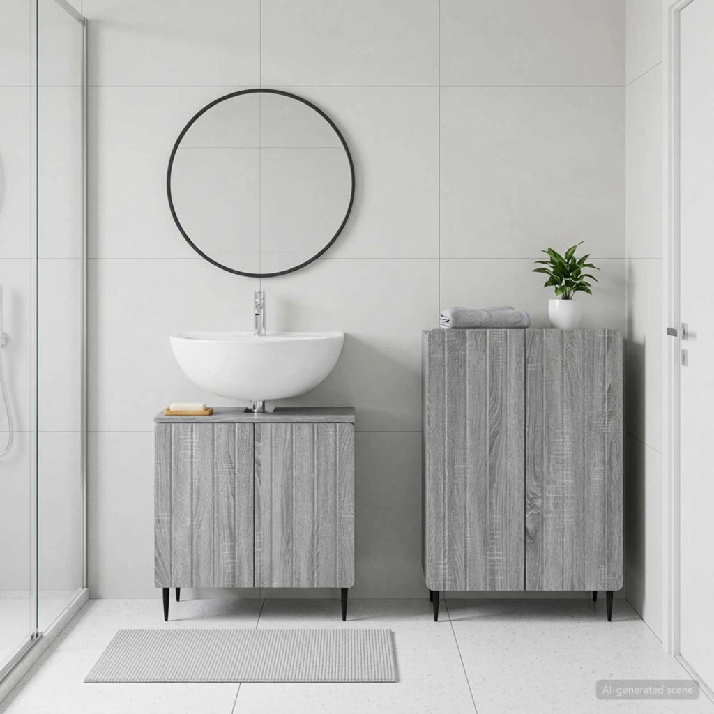 Set di Armadi da Bagno da 2 Pezzi ZWOLLE Sonoma grigio 3417600