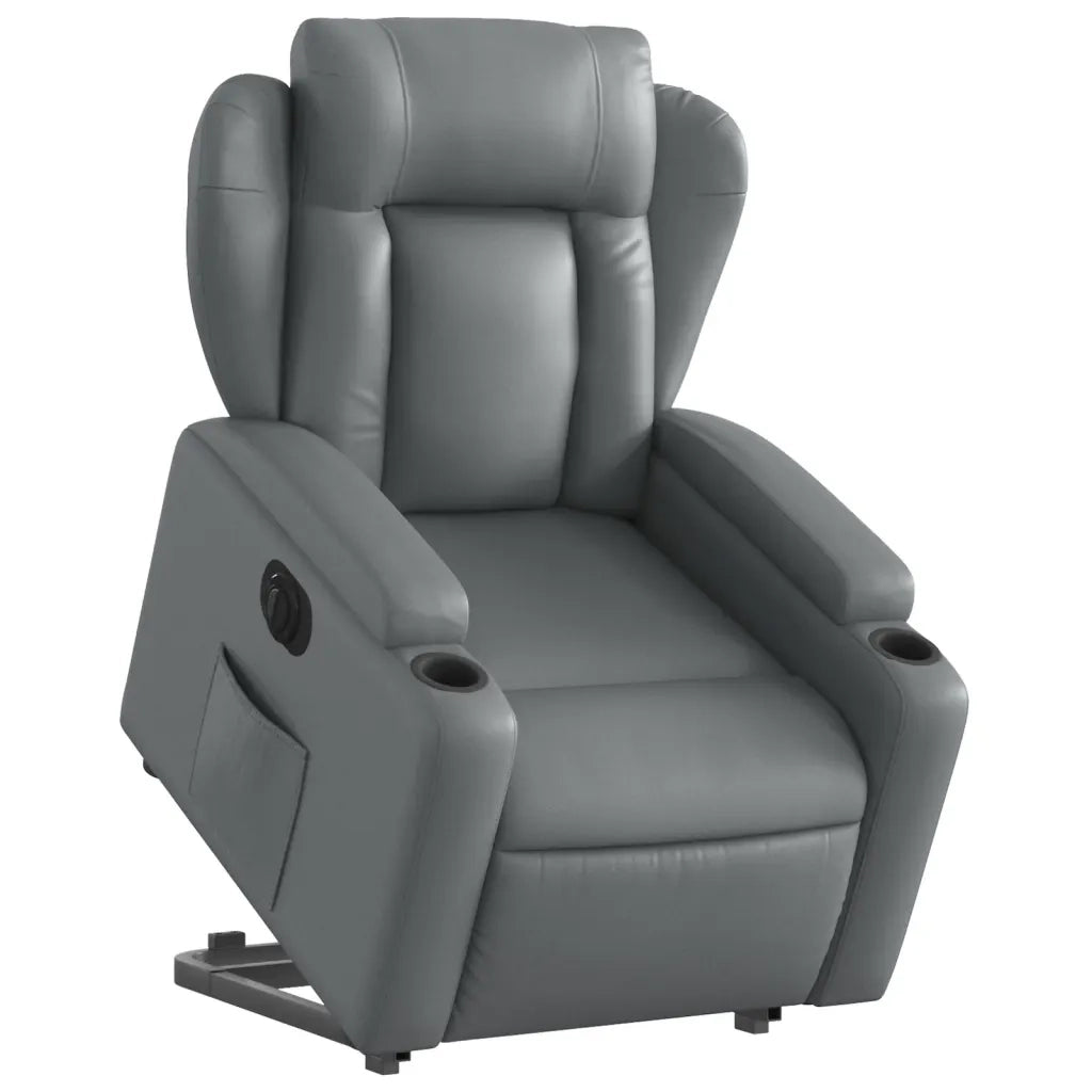 Poltrona Alzapersona Reclinabile Grigio in Similpelle 3204561