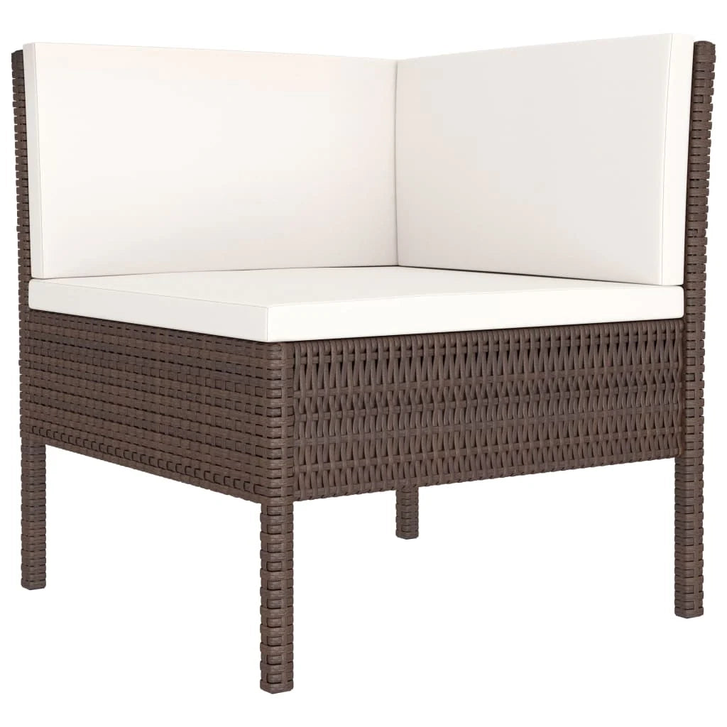 Set di mobili da giardino mobili da esterno 6 pezzi con cuscini resina intrecciata marrone 02_0016891