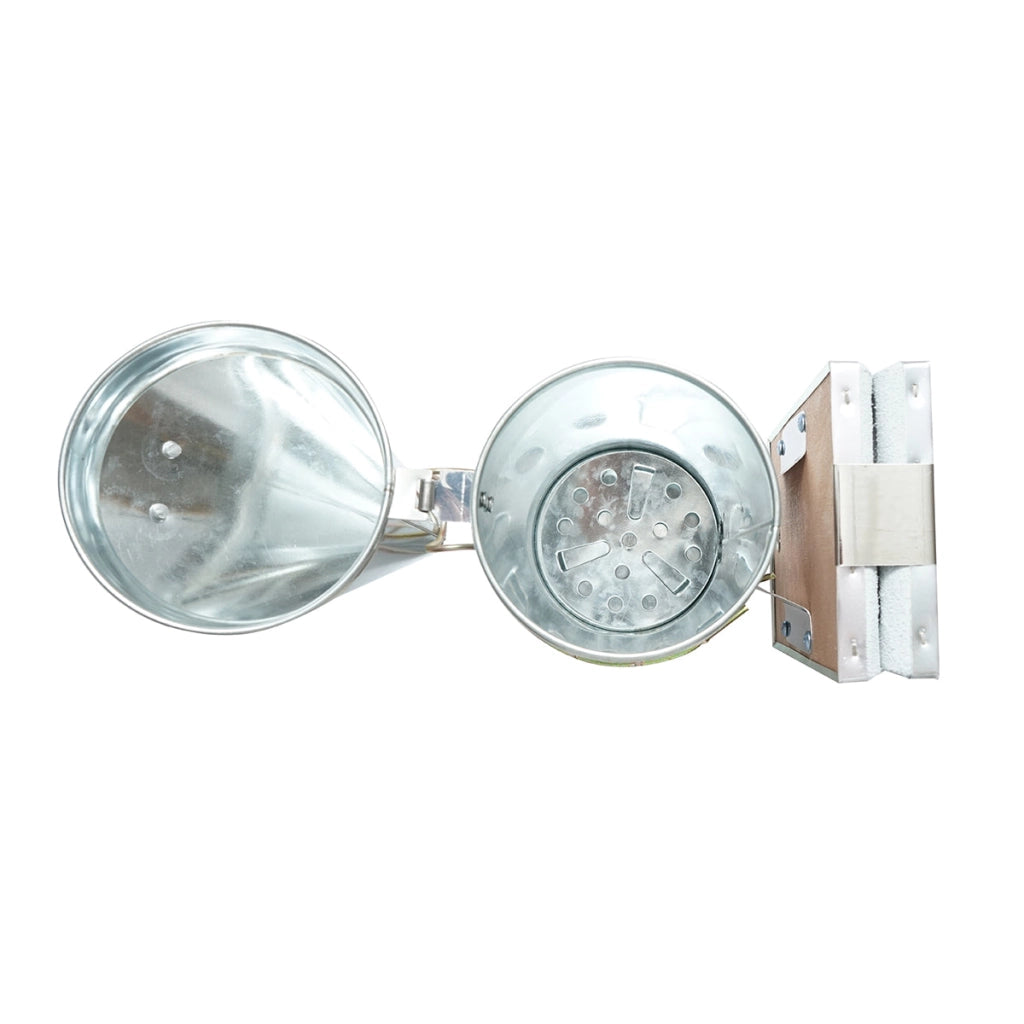 Affumicatore per api in acciaio galvanizzato con cilindro, scudo termico e soffietto in pelle, 230 mm