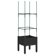 Fioriera | Cassetta per fiori | Vaso da Giardino con Traliccio Nera 40x40x142,5 cm in PP
