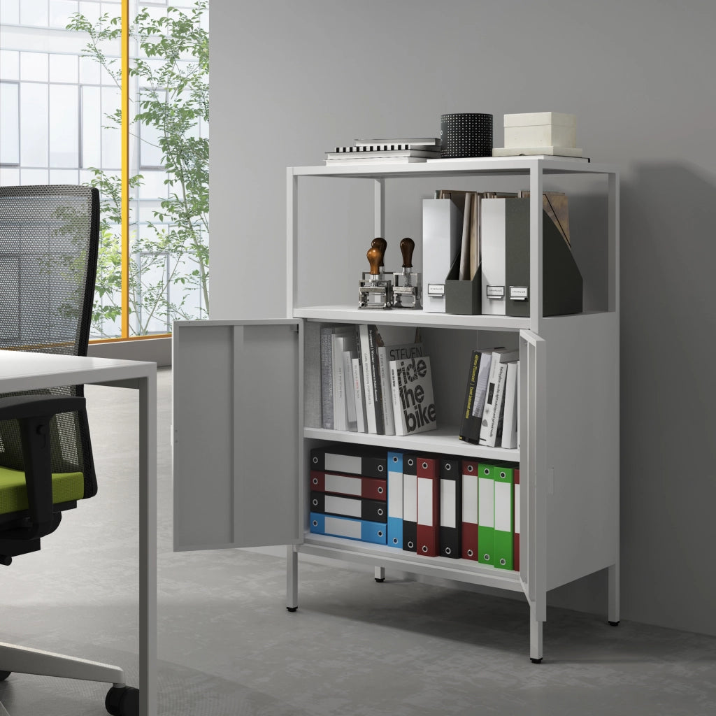 Armadio da Ufficio Hailuoto per Archivio 110 x 70 x 40 cm Acciaio Grigio chiaro [en.casa]