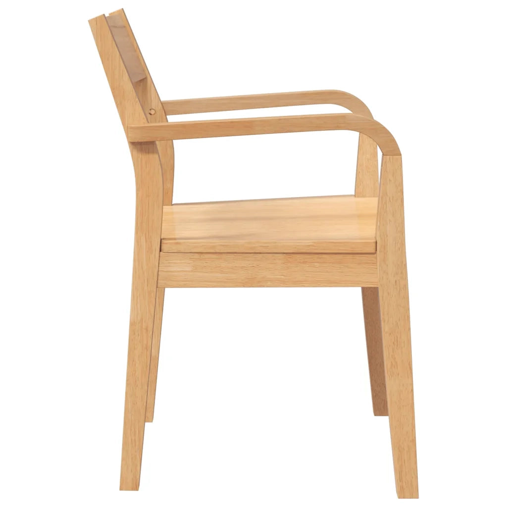 Sedie da Pranzo 2 pz Naturale in Legno Massello di Hevea