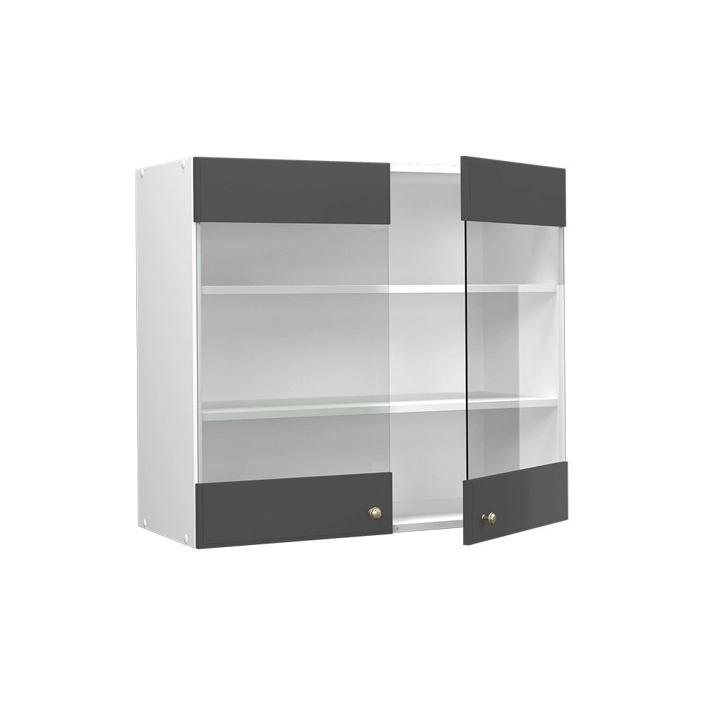 Vicco Mobile da cucina in vetro Antracite-oro 80 cm