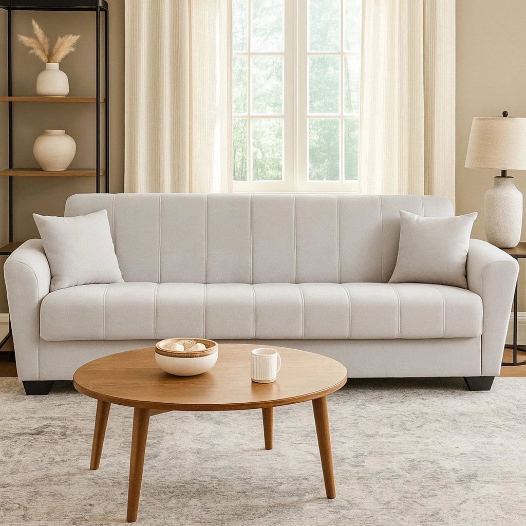 Ribera, Divano Letto 3 Posti Contenitore, 225x83 cm Grigio Chiaro