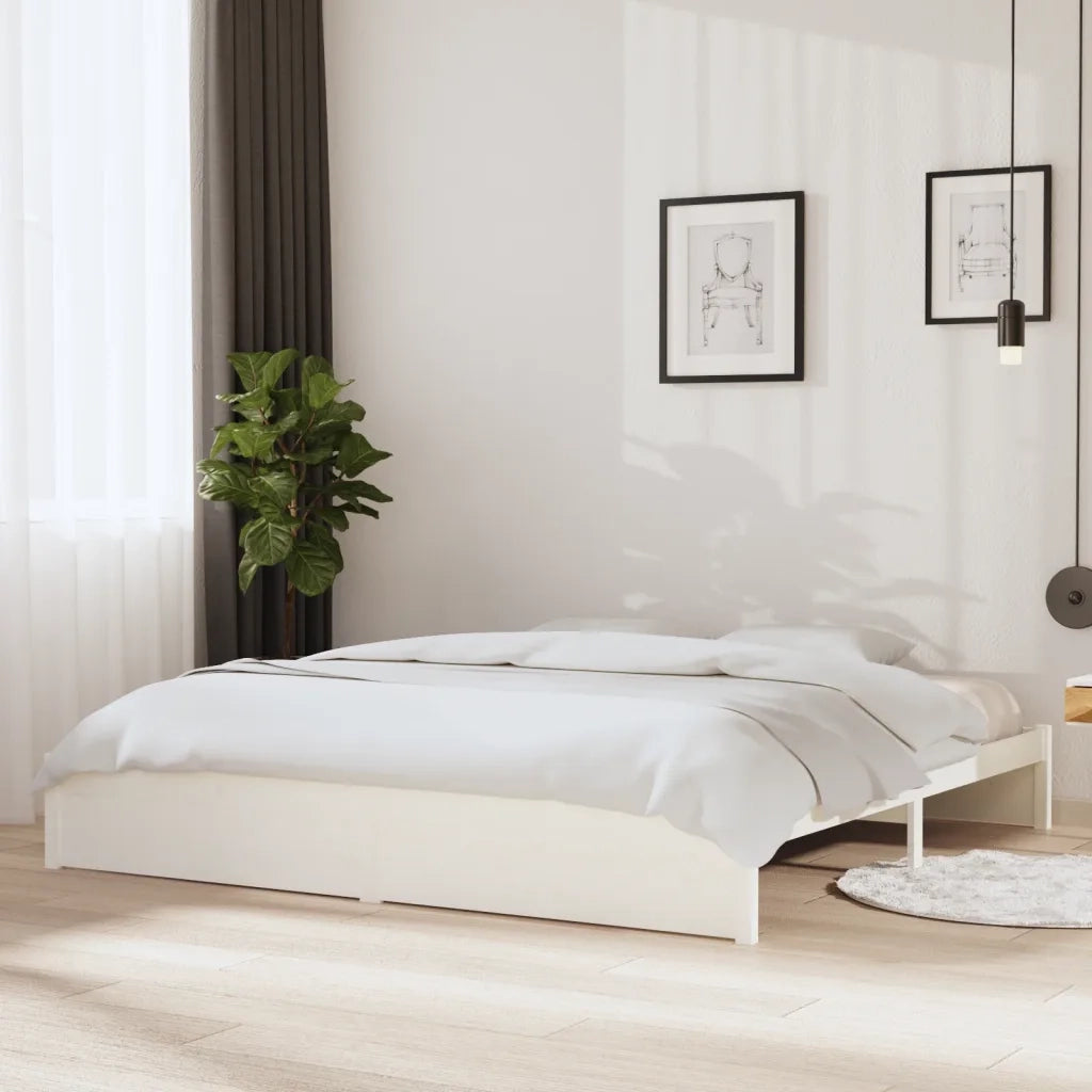 Giroletto-Struttura Letto Bianco in Legno Massello 200x200 cm 124167