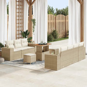 Set Divano da Giardino con cuscino 10 pcs Beige polyrattan