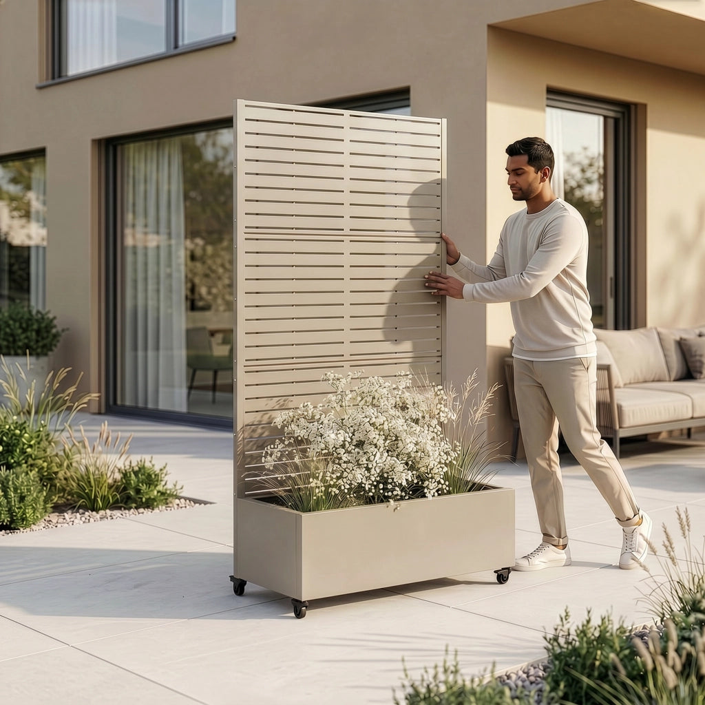 Fioriera con Spalliera Nodepp in Acciaio 190 x 82 x 38 cm - Beige casa.pro