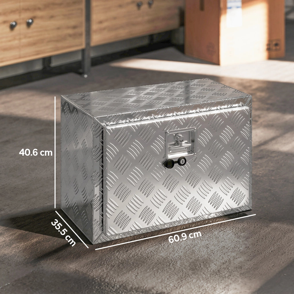Cassetta degli Attrezzi Box Portautensili 60,9x35,5x40,6cm in Alluminio Argento