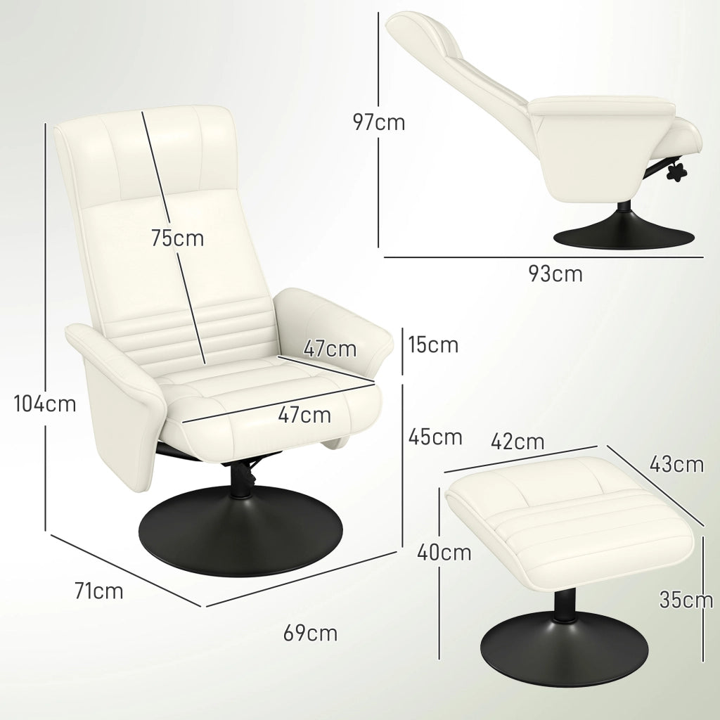 Poltrona relax girevole con poggiapiedi ¨C Minimal ¨C crema tessuto microfibra