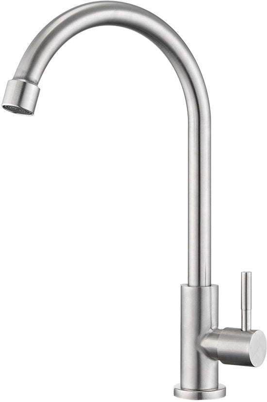 Crea rubinetto per acqua fredda per cucina, rubinetto per acqua fredda, adattatore per acqua fredda per cucina o giardino, rubinetto per acqua fredda girevole 360°, in acciaio inossidabile